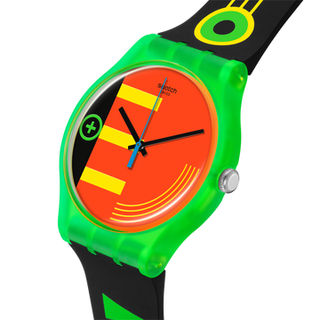 Swatch Neon Rider Orange Dial Multi Colour Strap Unisex Watch | SO29G106